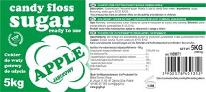 GSG Kolorowy smakowy cukier do waty cukrowej zielony o smaku jabłkowym 5kg 3