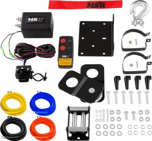 MSW Wyciągarka wciągarka samochodowa off road na pilota lina 15 m uciąg 2040 kg + Zblocze 4 T 4