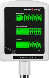 Steinberg Waga sklepowa platformowa 34x23cm zasilacz + akumulator 30kg / 1g 5