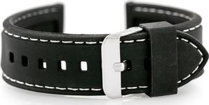 Pasek gumowy do zegarka - przeszywany czarny/białe 22mm uniwersalny 1