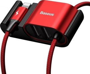 Ładowarka Baseus HUB ładowania z kablem Lightning Baseus Special Data Cable do samochodu (czerwony) 3