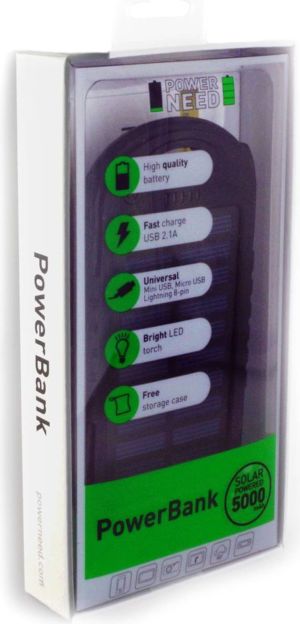 Powerbank PowerNeed 5000mAh z panelem solarnym 1.2W (S5000B) 11