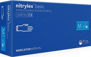 Mercator Medical Rękawice nitrylowe bezpudrowe nitrylex basic niebieskie r. M 100szt. (RD30105003) 1