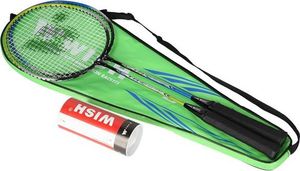 WISH STEELTEC 216K ZESTAW RAKIET DO BADMINTONA ZIELONY+NIEBIESKI + LOTKI 3 SZT WISH 7