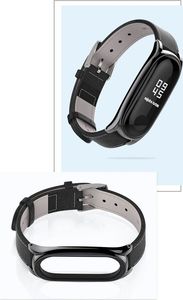 Pasek skórzany do Xiaomi Mi Band 3/4 - Black uniwersalny 7