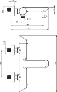 Bateria wannowa Deante Arnika ścienne czarny (BQA_N10M) 6
