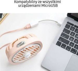 Wentylator USB Usams USAMS Wiatrak z lampką szary/grey ZB65FS2 (US-ZB065) 4