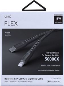 Kabel USB Uniq USB-C - Lightning 1.2 m Czarny (UNIQ127GRY) 4