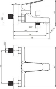 Bateria wannowa Deante Jasmin ścienne czarny (BGJ_N10M) 3