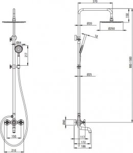 Zestaw prysznicowy Deante TEMISTO Deszczownica z baterią wannową (NAC_N1QT) 3