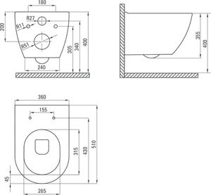 Zestaw podtynkowy Deante wisząca bezkołnierzowa Peonia Zero New + deska + stelaż + przycisk Slim Nero (CDEN6ZPW) 6