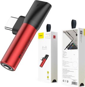 Adapter USB Baseus L41 USB-C - Jack 3.5mm + USB-C Czerwony  (6953156282285) 4
