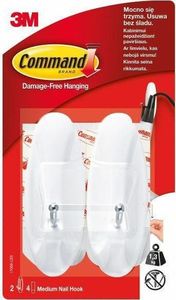 3M Wieszaki Z Metalowym Uchwytem 2szt Wielokrotnego Użytku Białe 17068 3M Command 2