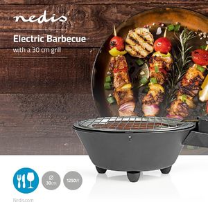 Grill elektryczny Nedis Electric Barbeque | Round | 30 cm | 1250 Watt | 6