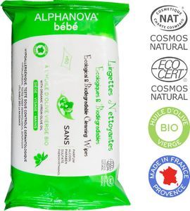 Alphanova Bebe Alphanova Bebe, Ekologiczne chusteczki biodegradowalne z oliwą, 60 szt. 1