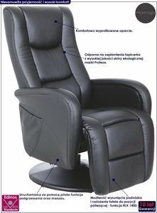 Profeos Fotel rozkładany Litos - czarny 2