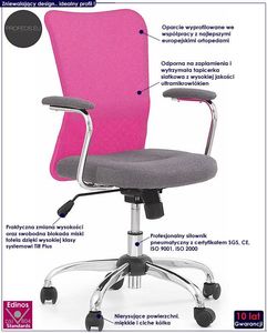 Krzesło biurowe Profeos Alwer Różowe 2