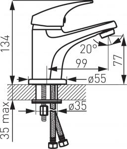 Bateria umywalkowa Ferro One stojąca chrom (BFO2) 2