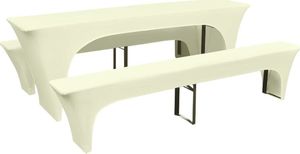 vidaXL 3 elastyczne pokrowce na stół piwny i ławki w kolorze kremowym 1