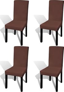 vidaXL Elastyczne pokrowce na krzesła w prostym stylu, 4 szt., brązowe 1
