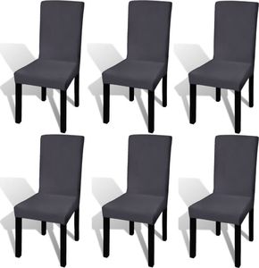 vidaXL Elastyczne pokrowce na krzesła w prostym stylu, 6 szt., antracyt 1
