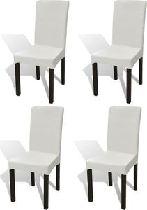 vidaXL Elastyczne pokrowce na krzesło w prostym stylu kremowe, 4 szt. 1