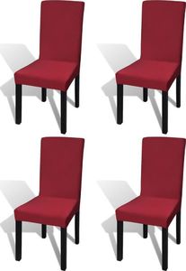 vidaXL Elastyczne pokrowce na krzesła w prostym stylu, bordo 4 szt. 1