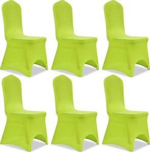 vidaXL Elastyczne pokrowce na krzesło zielone 6 szt. 1