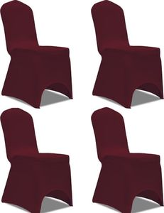 vidaXL Elastyczne pokrowce na krzesło bordowe 4 szt. 1