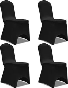 vidaXL Elastyczne pokrowce na krzesło czarne 4 szt. 1