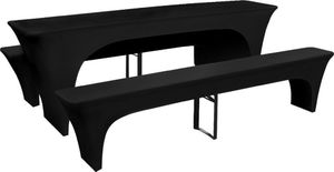 vidaXL 3 czarne, rozciągliwe pokrowce na stół i ławki 220 x 70 x 80 cm 1