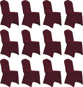 vidaXL Elastyczne pokrowce na krzesła, burgundowe, 12 szt. 1