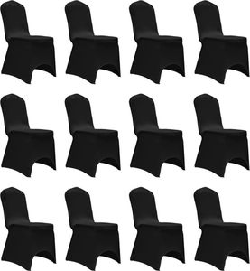 vidaXL Elastyczne pokrowce na krzesła, czarne, 12 szt. 1