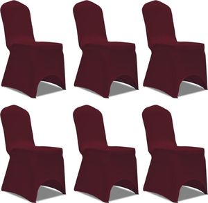 vidaXL Elastyczne pokrowce na krzesła, burgundowe, 6 szt. 1