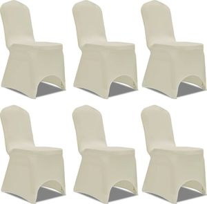 vidaXL Elastyczne pokrowce na krzesła, 6 szt., kremowe 1