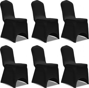 vidaXL Czarne elastyczne pokrowce na krzesła, 6 sztuk 1