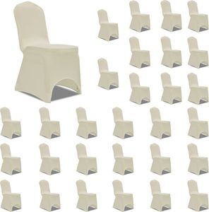 vidaXL Elastyczne pokrowce na krzesła, kremowe, 30 szt. 1