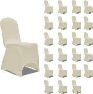 vidaXL Elastyczne pokrowce na krzesła, kremowe, 24 szt. 1