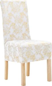 vidaXL 6 elastycznych pokrowców na krzesła, białe ze złotym nadrukiem 1