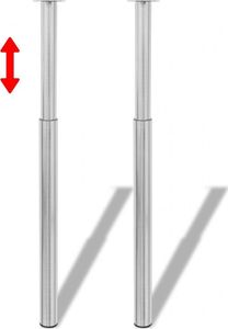vidaXL 2 teleskopowe nogi do stołu Matowy nikiel 710 mm-1100 mm 1