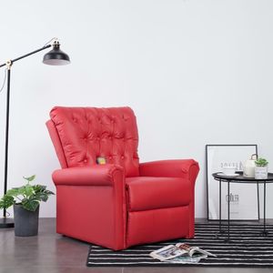 vidaXL Rozkładany fotel masujący, czerwony, sztuczna skóra 1