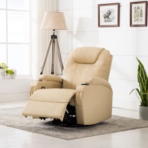 vidaXL Bujany fotel do masażu, kremowy, sztuczna skóra 1