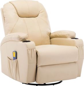 vidaXL Bujany fotel do masażu, kremowy, sztuczna skóra 2