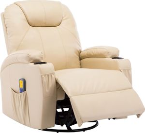 vidaXL Bujany fotel do masażu, kremowy, sztuczna skóra 5