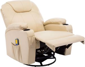 vidaXL Bujany fotel do masażu, kremowy, sztuczna skóra 6