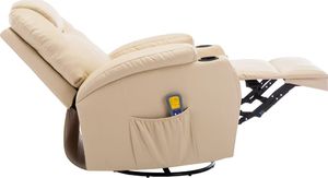 vidaXL Bujany fotel do masażu, kremowy, sztuczna skóra 7