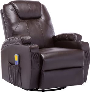 vidaXL Bujany fotel do masażu, brązowy, sztuczna skóra 2