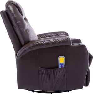 vidaXL Bujany fotel do masażu, brązowy, sztuczna skóra 4