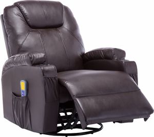 vidaXL Bujany fotel do masażu, brązowy, sztuczna skóra 5