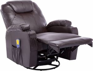 vidaXL Bujany fotel do masażu, brązowy, sztuczna skóra 6